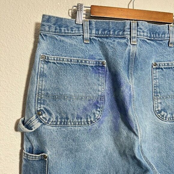 Carhartt B73 DST Double Knee Denim Pants 38 X 30 Loose OG Fit Work Distressed - Picture 5 of 11